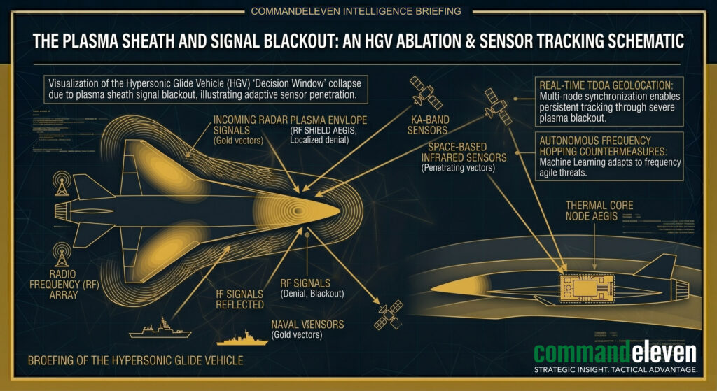 The Plasma Sheath and Signal Blackout - An HGV Ablation & Sensor Tracking Schematic
