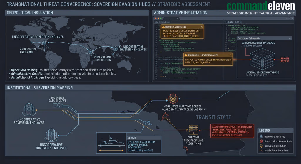 Transnational Threat Convergence and Sovereign Evasion Hubs