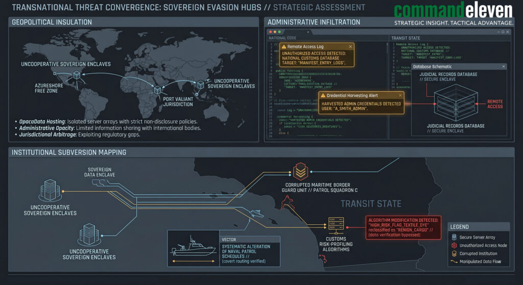 Transnational Threat Convergence and Sovereign Evasion Hubs