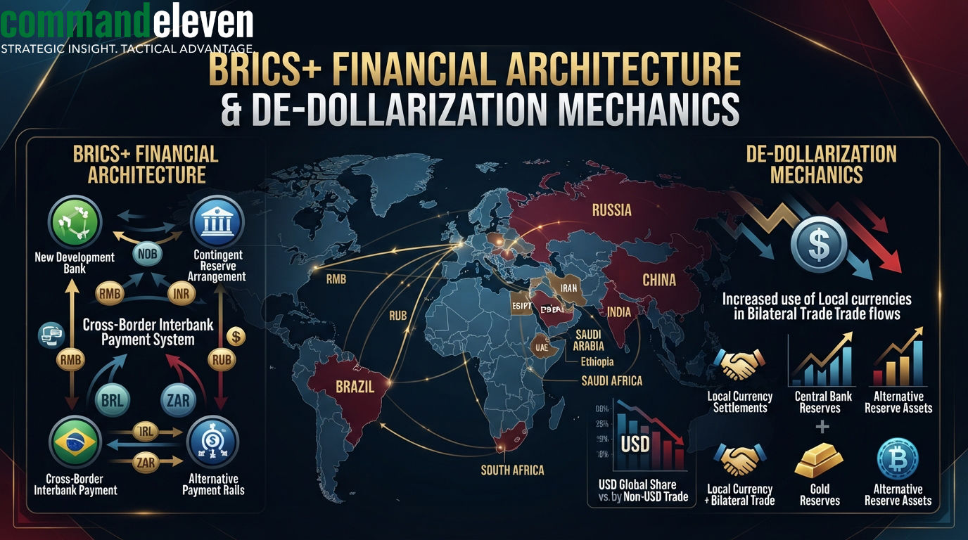 BRICS+ Financial Architecture & De-Dollarization Mechanics