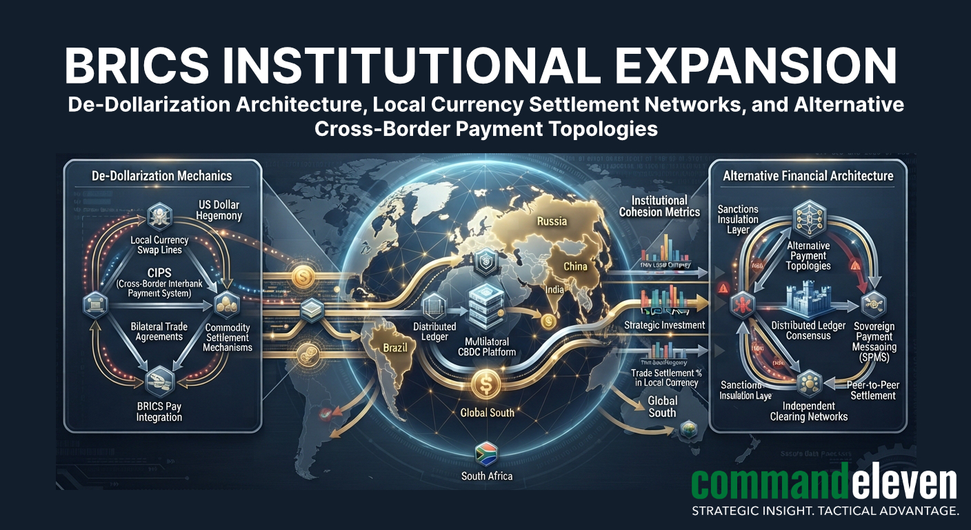 BRICS Institutional Expansion- De-Dollarization Architecture, Local Currency Settlement Networks, and Alternative Cross-Border Payment Topologies