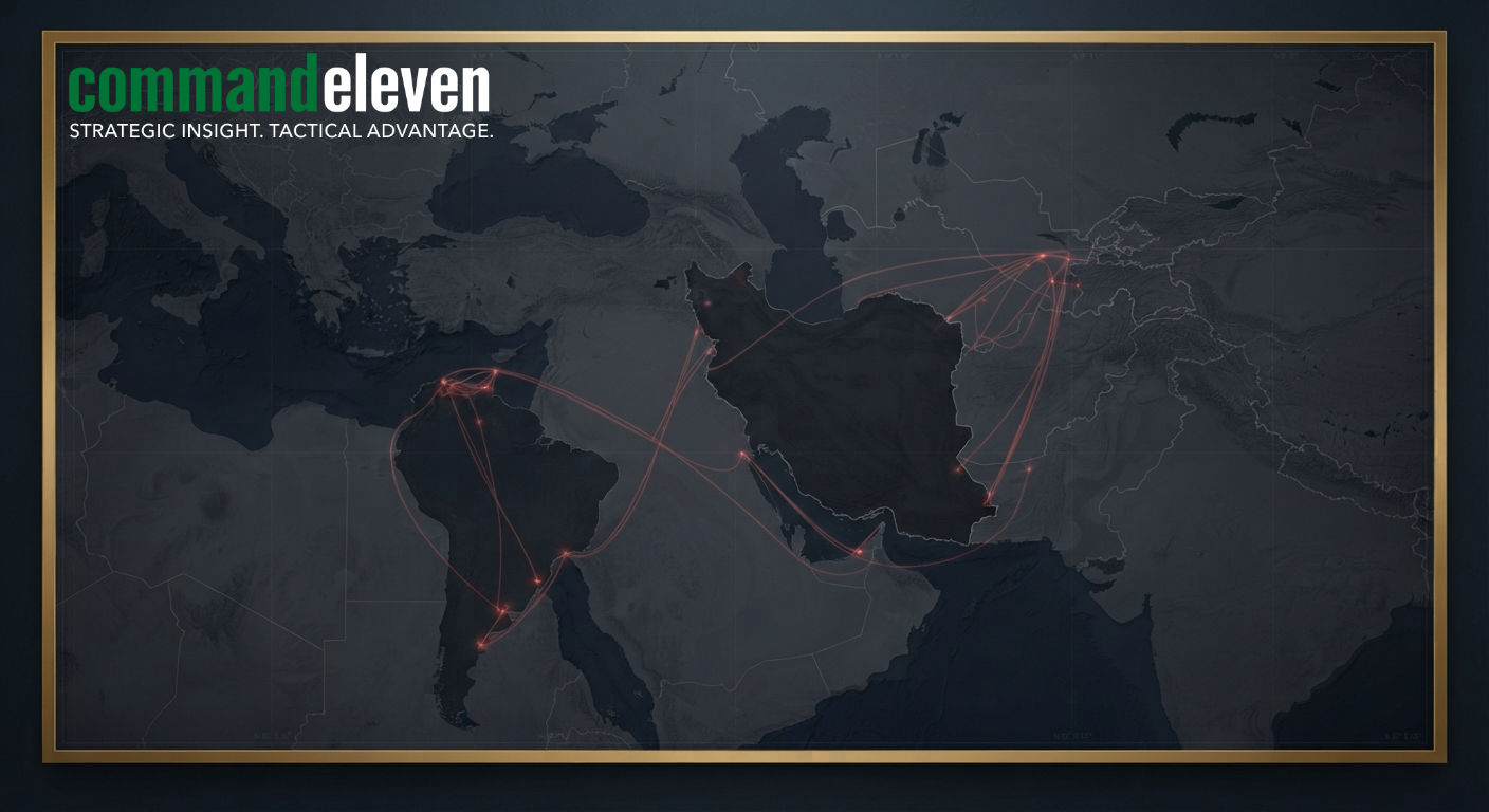Map illustration of Iran's strategic route into Venezuela and the Tri-Border Area