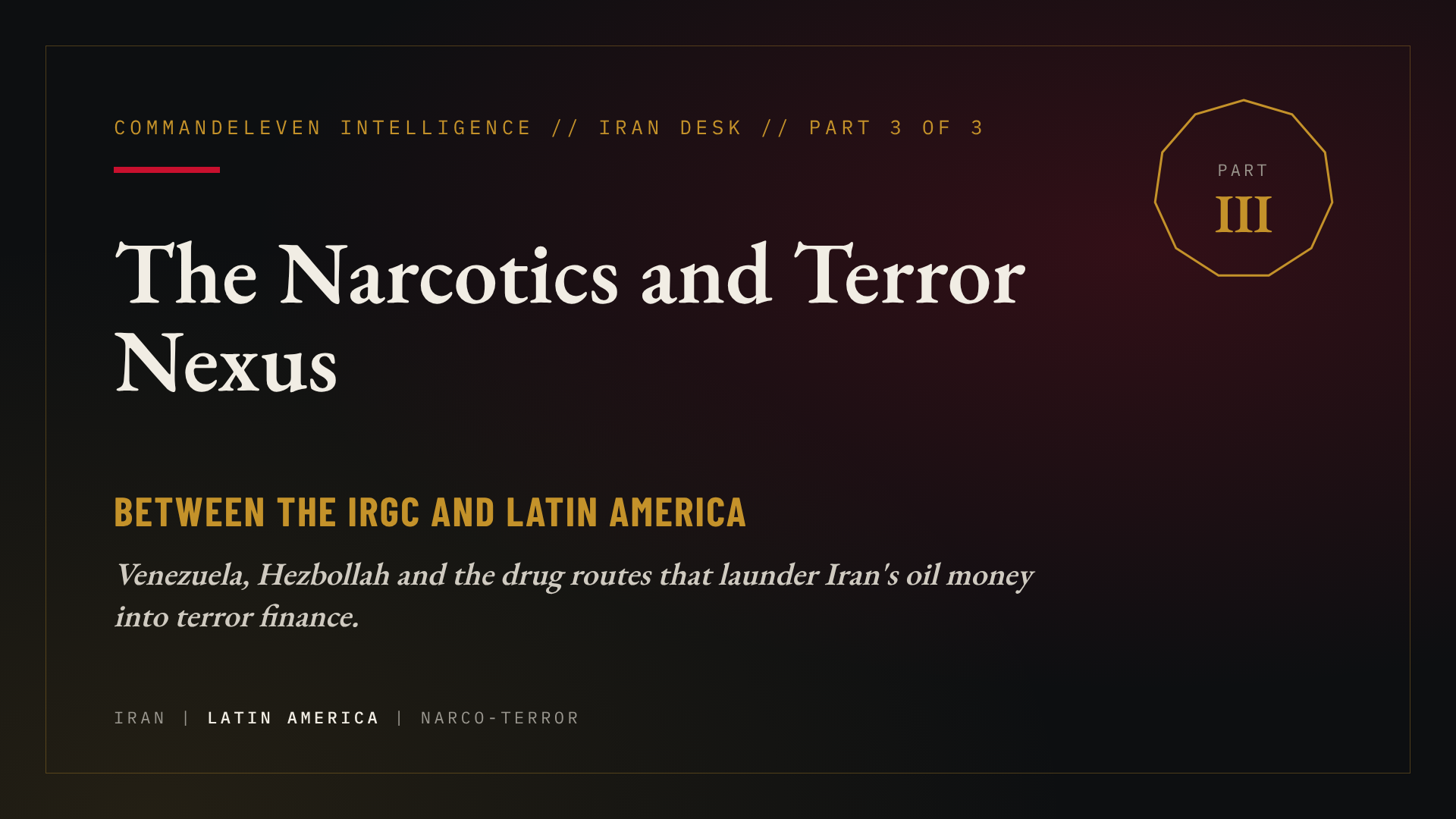 The Narcotics and Terror Nexus Between the IRGC and Latin America – Part 3