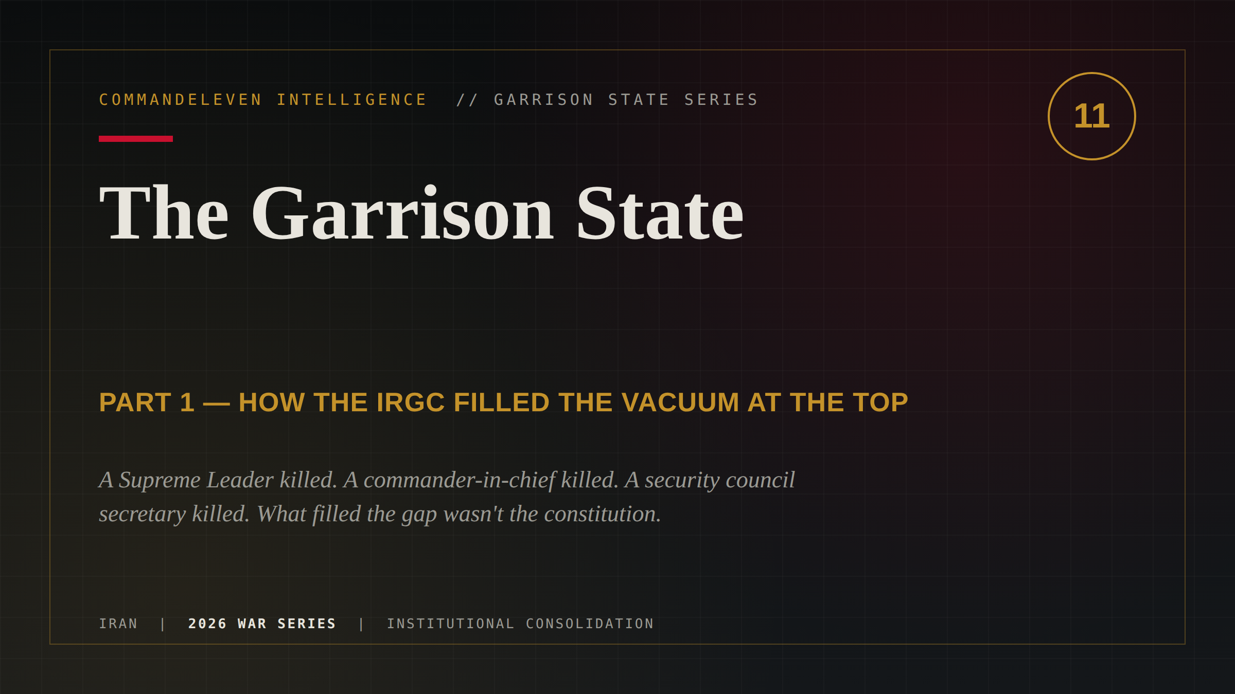 The Garrison State: How the IRGC Filled the Vacuum at the Top